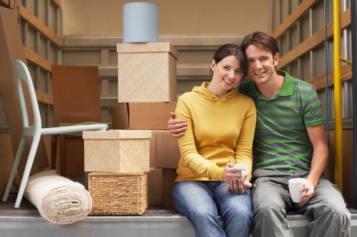 Local moving process for Hammersmith homes with removal vehicle and residential street