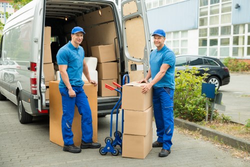 Fragile furniture and belongings being prepared for transport