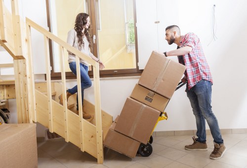 Mover carrying boxes during a carefully planned relocation