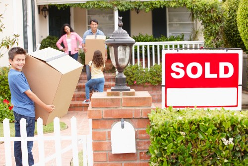 Packed student belongings ready for removals in Hammersmith